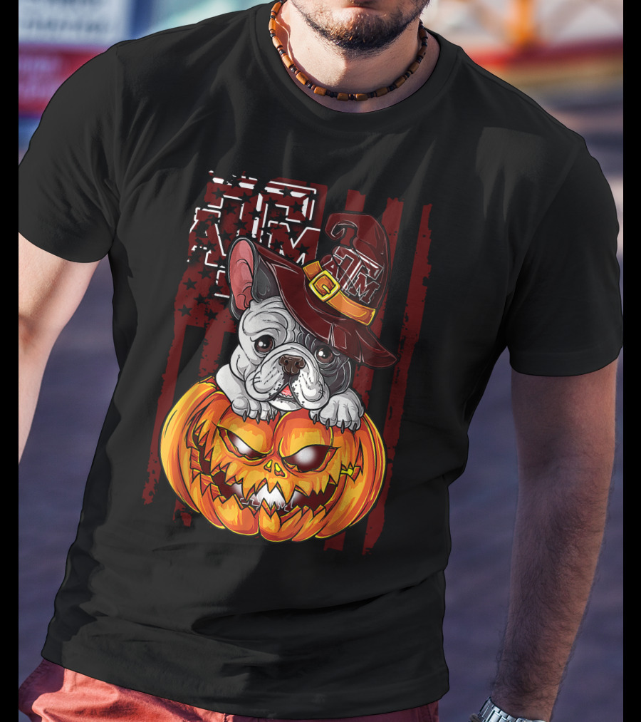 Hlw Bulldog Texas A&M Aggies Halloween Pumpkin Hat T-Shirt