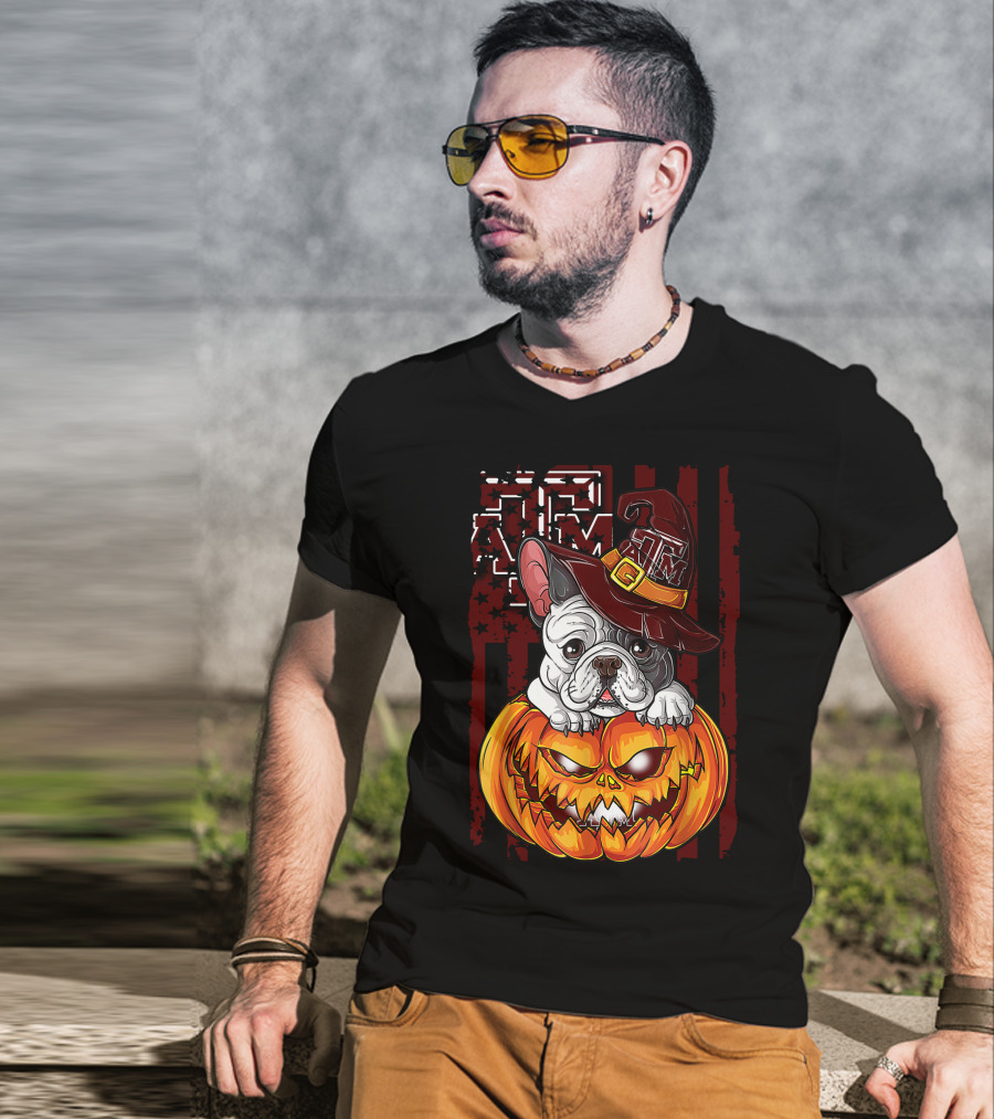 Hlw Bulldog Texas A&M Aggies Halloween Pumpkin Hat T-Shirt