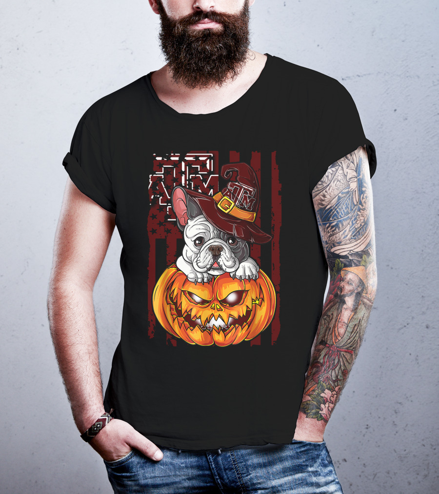 Hlw Bulldog Texas A&M Aggies Halloween Pumpkin Hat T-Shirt