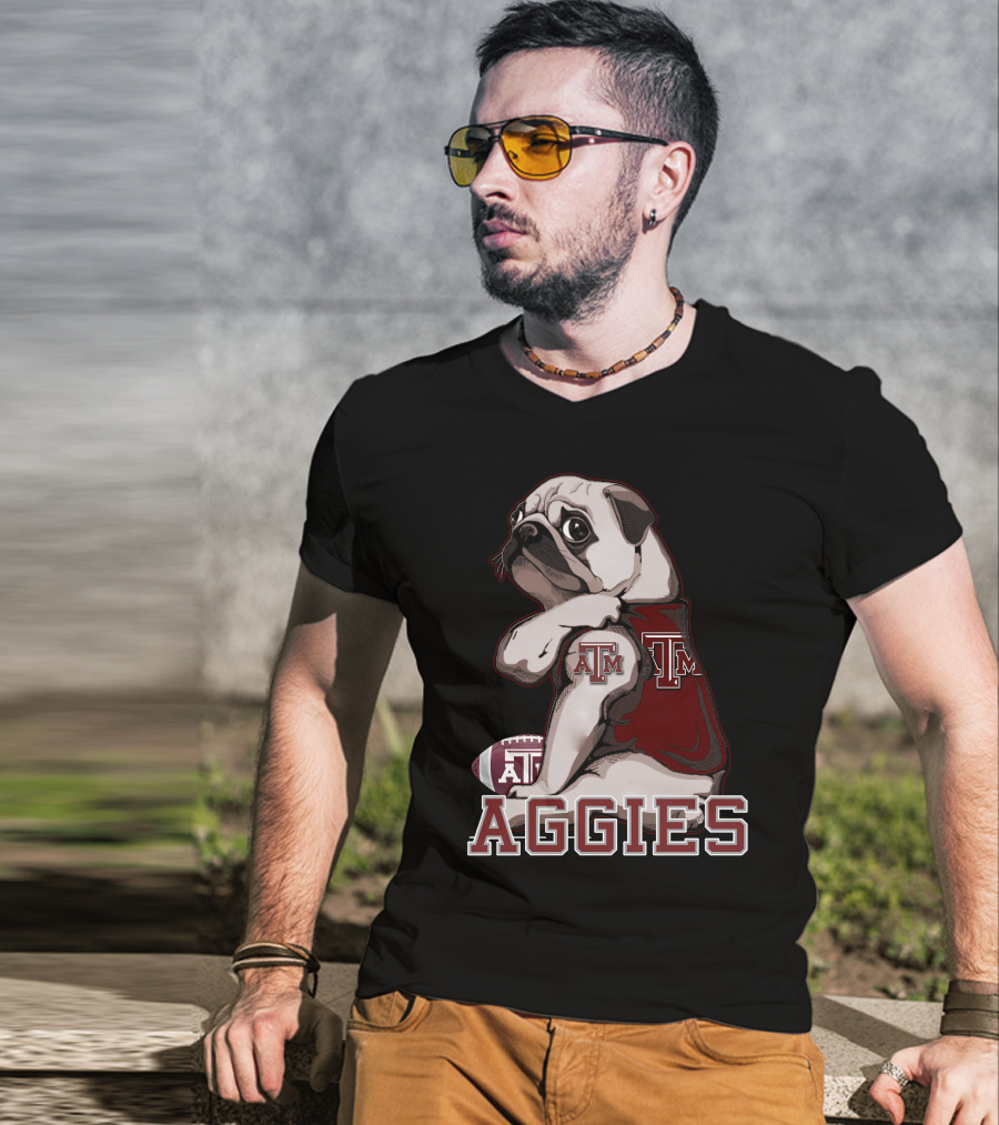 Pug Texas A&M Aggies Football Team Mascot T-Shirt