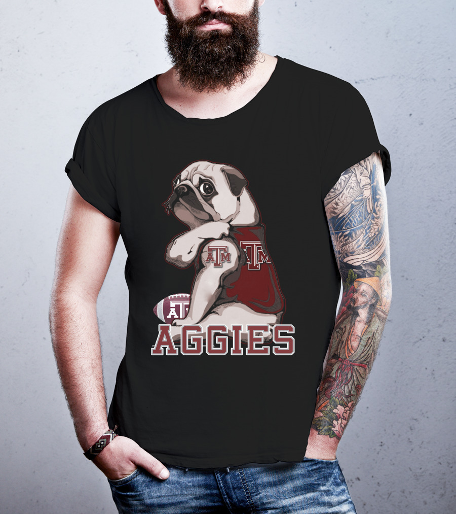 Pug Texas A&M Aggies Football Team Mascot T-Shirt
