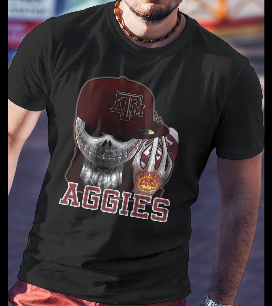 Jackskull Texas A&M Aggies Halloween Football T-Shirt