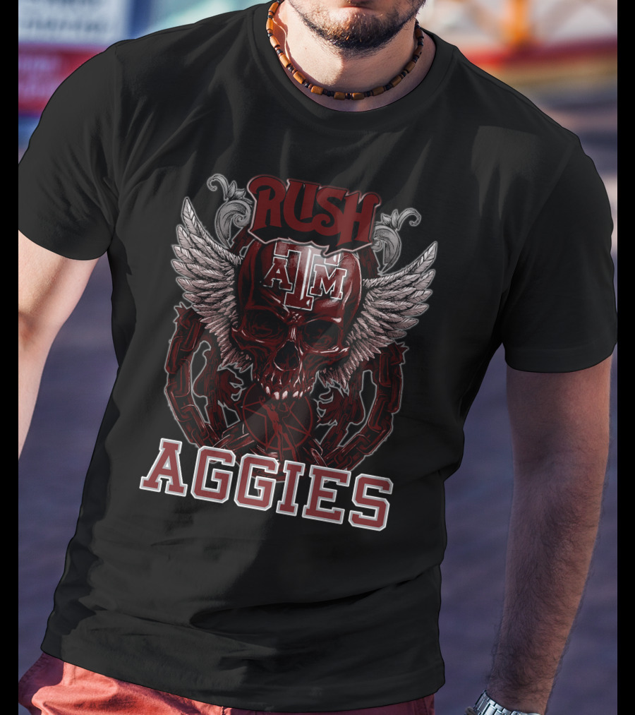 Rush Texas A&M Aggies Skull Wings T-Shirt