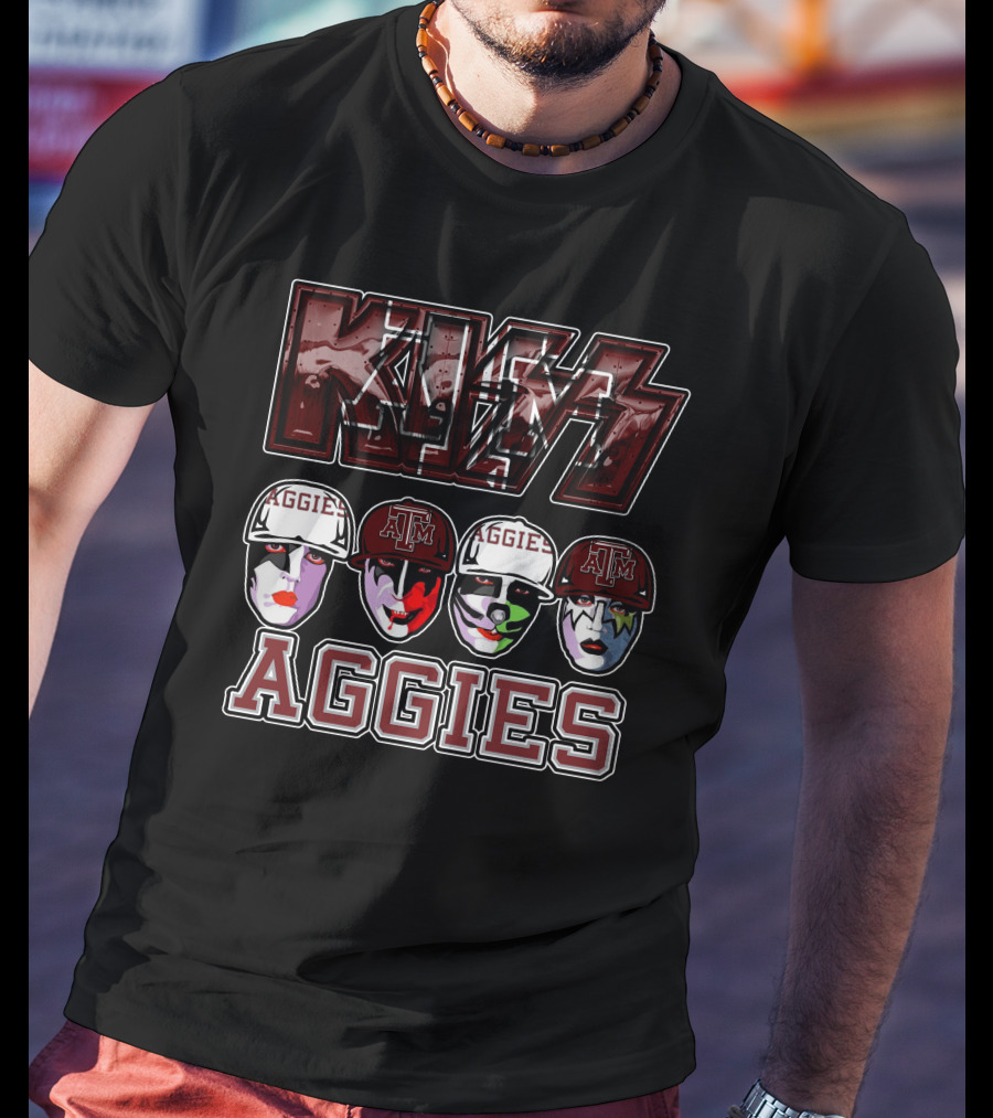 Kiss Texas A&M Aggies Face Paint And Caps T-Shirt
