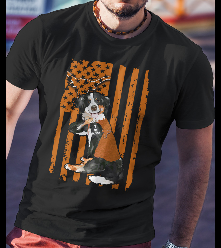 Border Collie I Love Mom Texas Longhorns T-Shirt