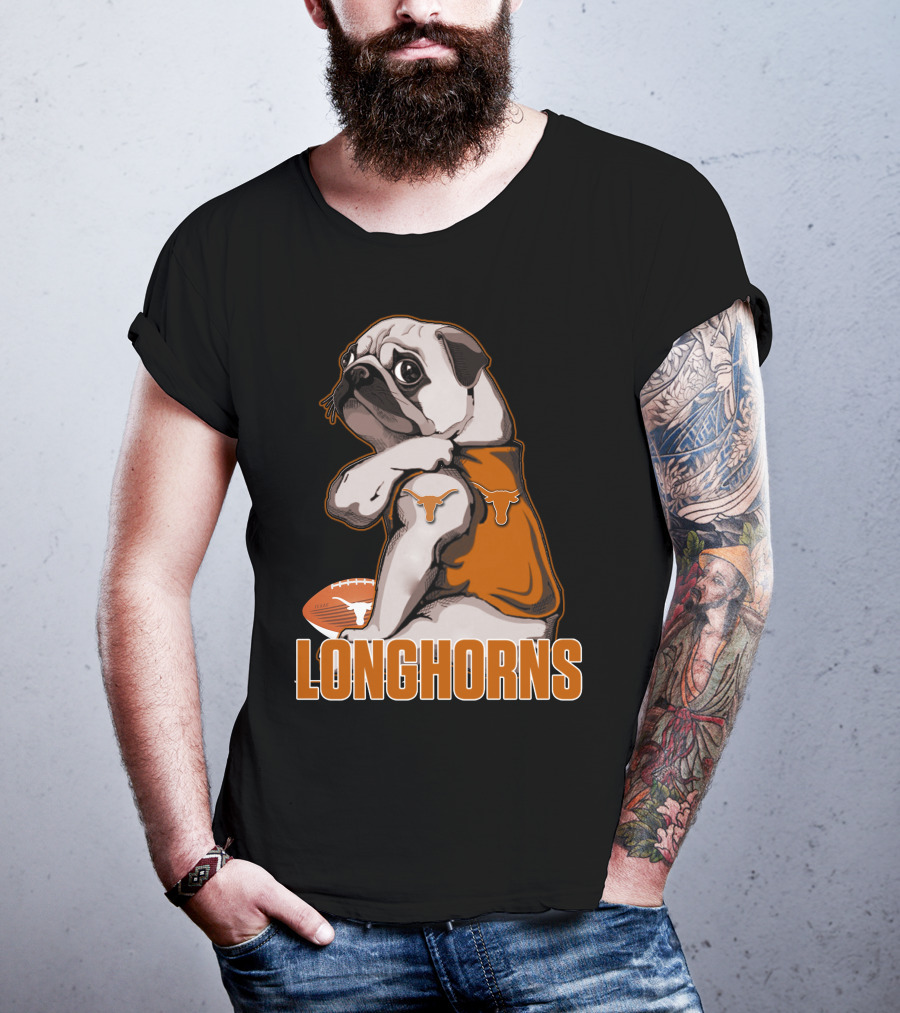 Pug Longhorns Football T-Shirt