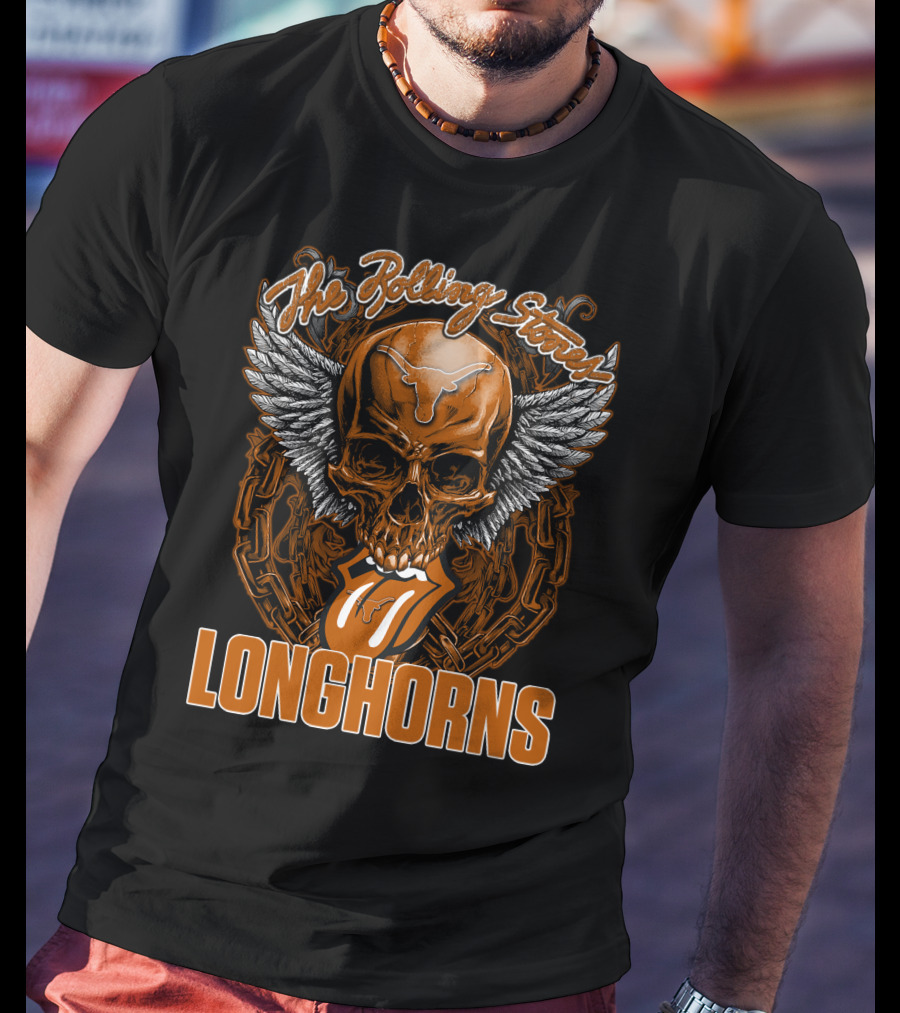 The Rolling Stones Texas Longhorns Skull Winged Tongue T-Shirt