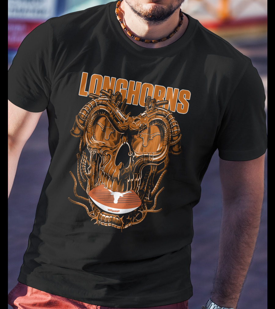 Longhorns Dragonskull Texas Football Fusion T-Shirt