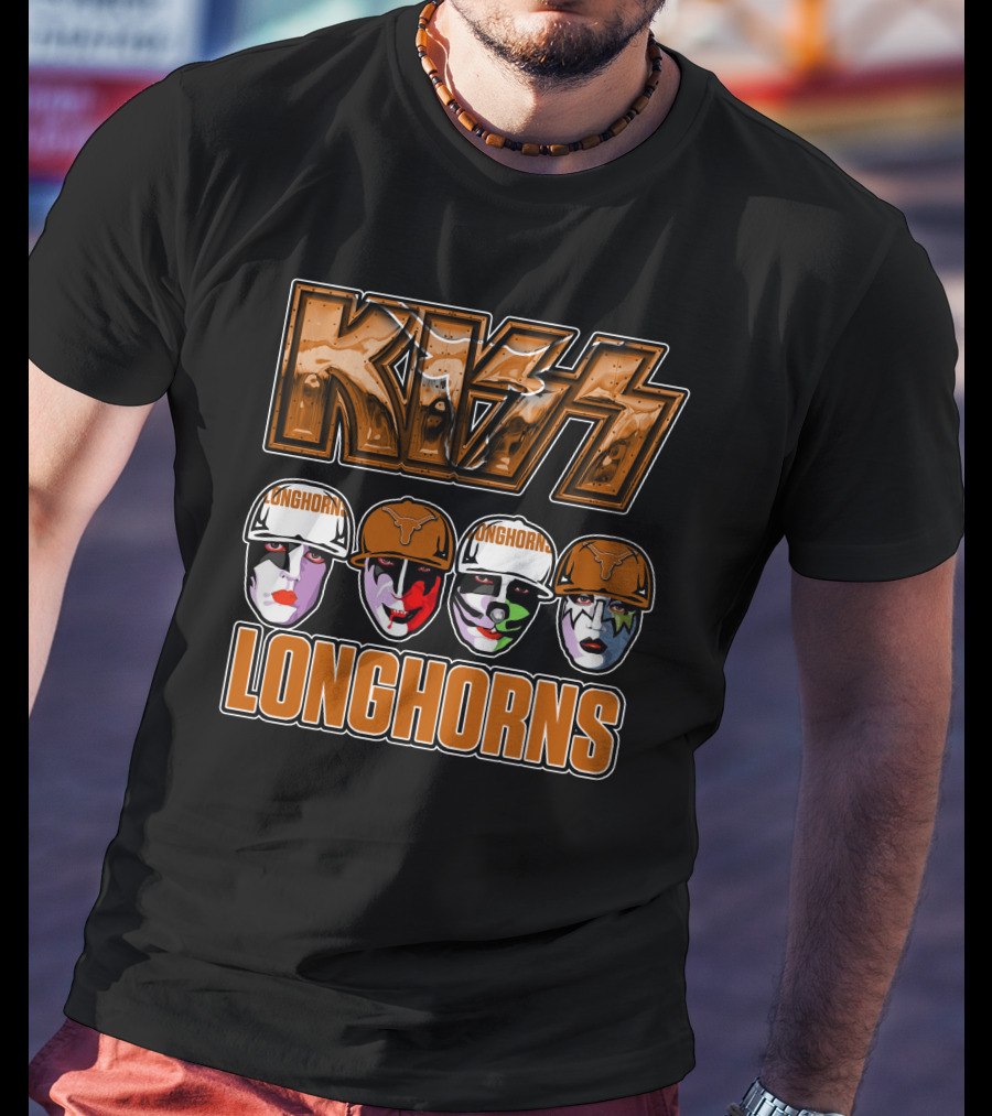KISS Longhorns Texas Band-Themed NCAA Collaboration T-Shirt