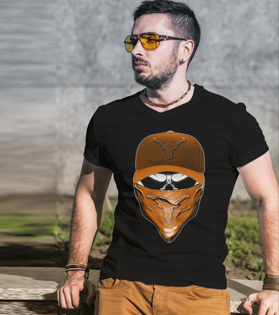 Skull Bandana Texas Longhorns Cap Visor T-Shirt