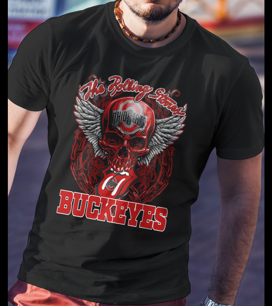 The Rolling Stones Ohio State Buckeyes Skull With Wings And Tongue T-Shirt