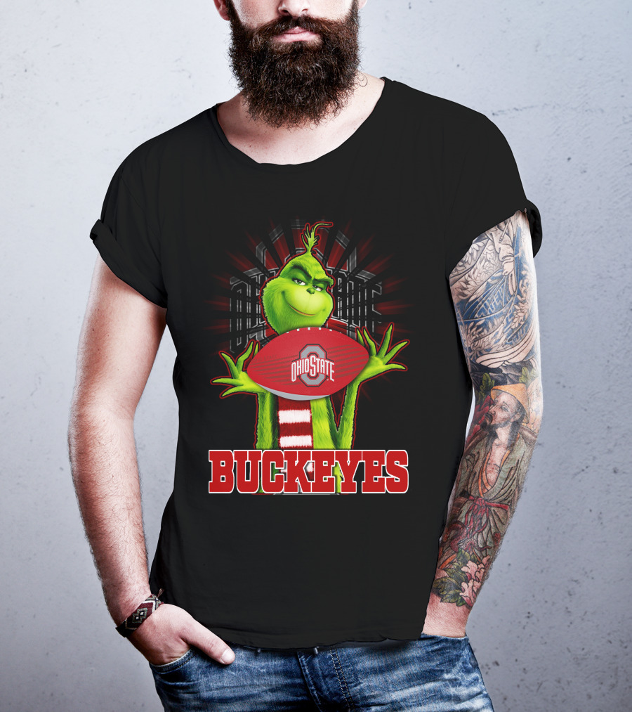 Grinch Holding Ohio State Buckeyes Football T-Shirt