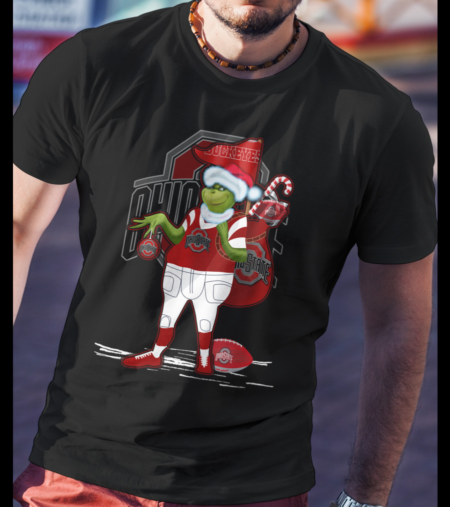 Grinch Christmas Ohio State Buckeyes Holiday Football Fan Gear T-Shirt