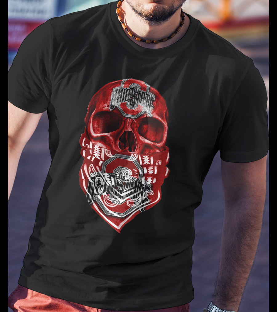 Ohio State Buckeyes Skull With Bandana T-Shirt