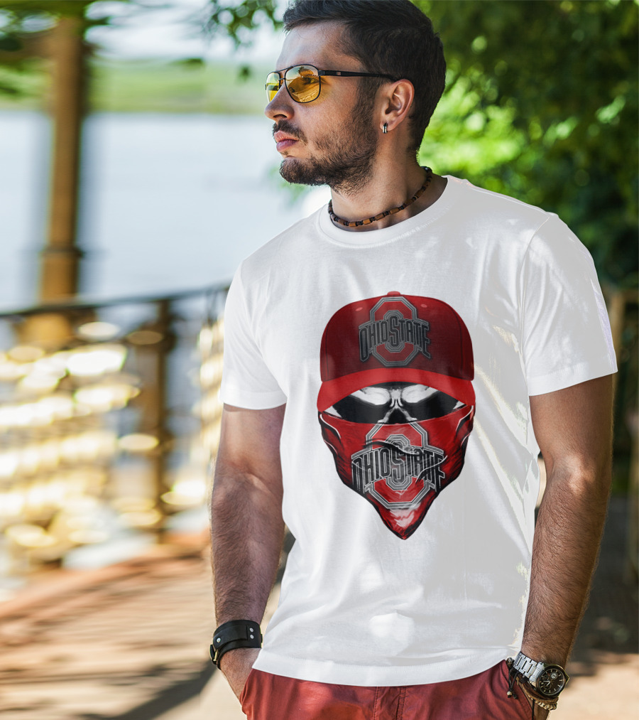 Ohio State Buckeyes Skull Bandana Hat T-Shirt