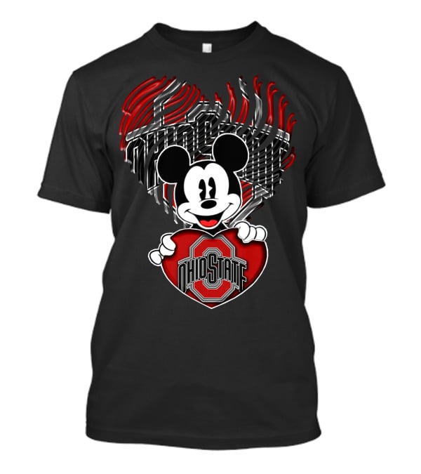 Mick Ohio State Buckeyes Heart Logo Mickey T-Shirt