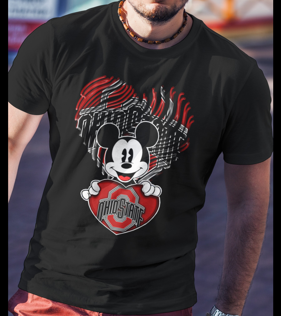 Mick Ohio State Buckeyes Heart Logo Mickey T-Shirt