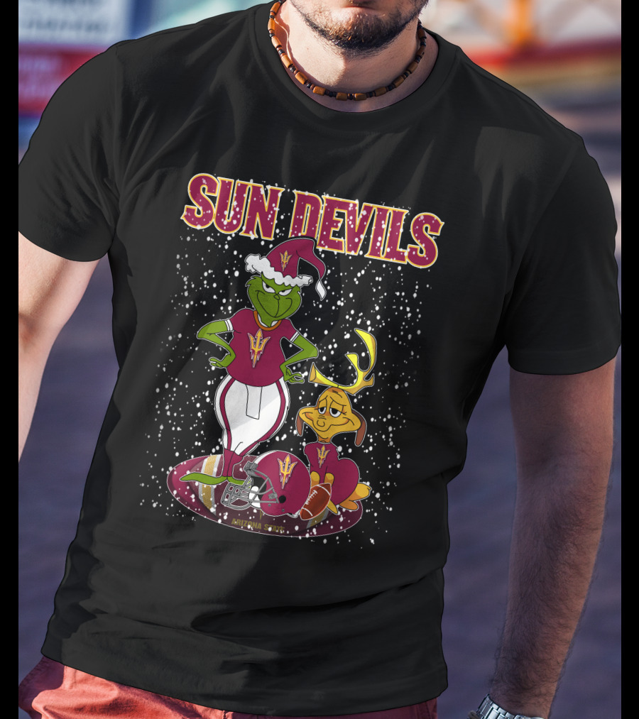 Grinch Sun Devils Holiday Football Arizona State University T-Shirt