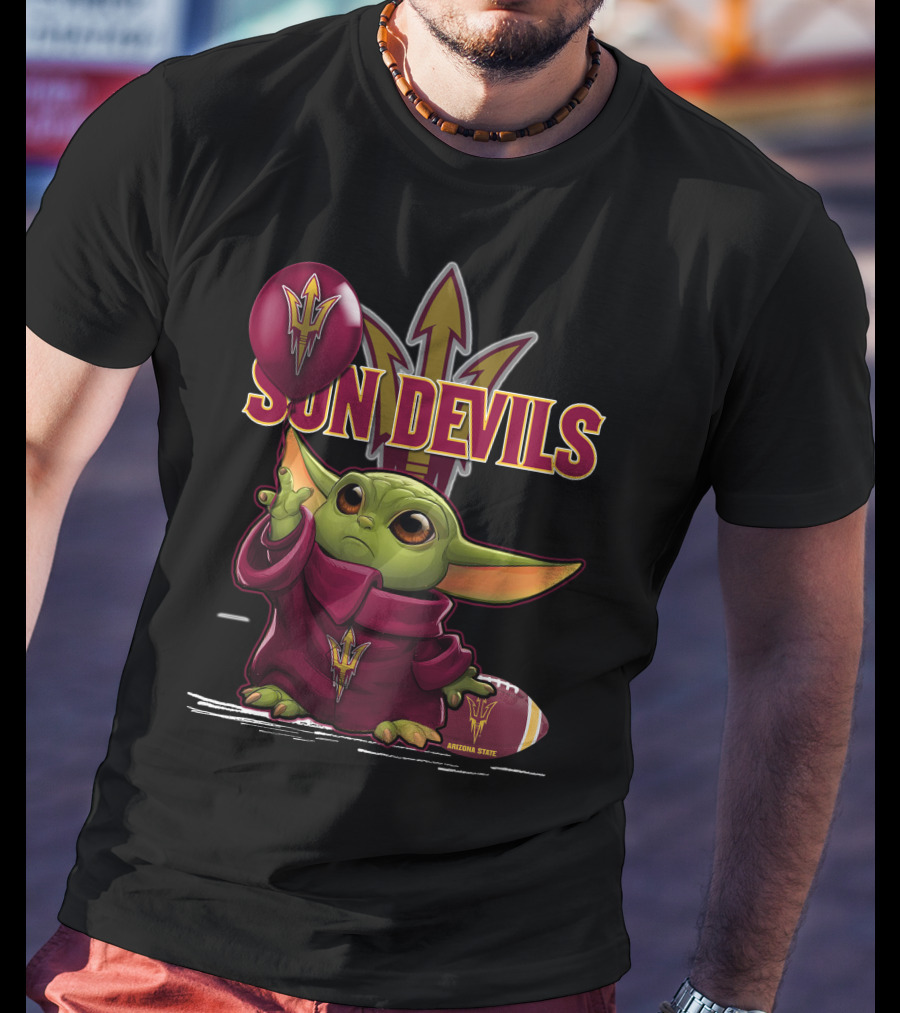 Yoda Arizona State Sun Devils Balloon And Football T-Shirt