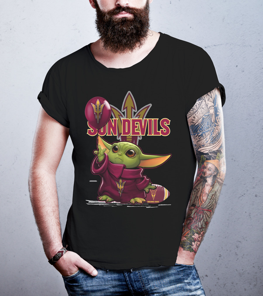 Yoda Arizona State Sun Devils Balloon And Football T-Shirt