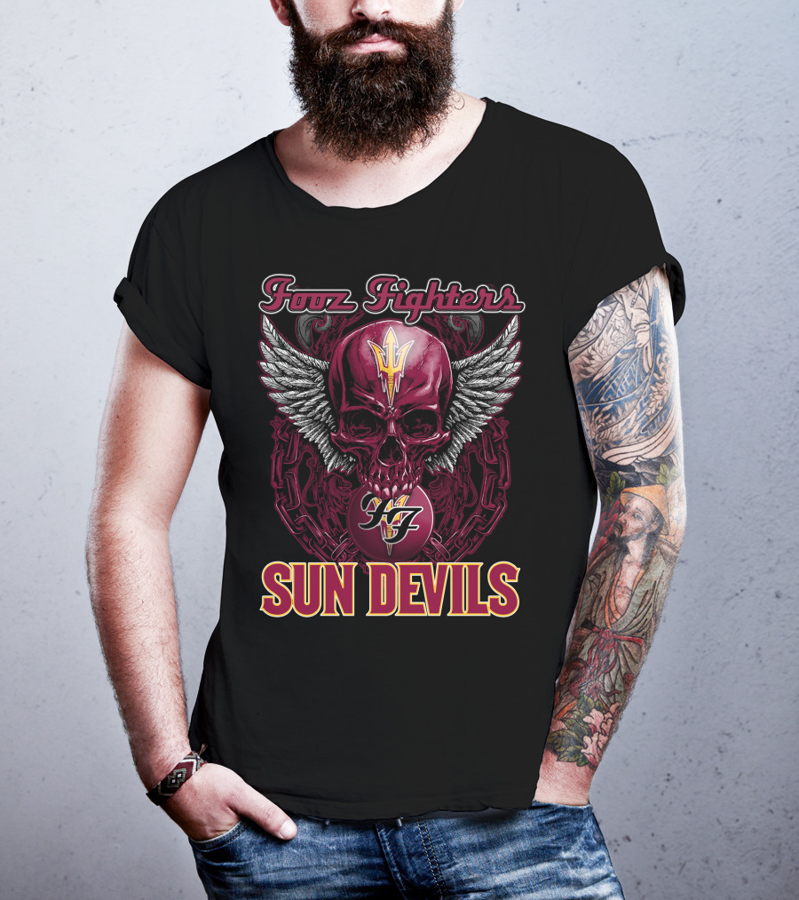 Fooz Fighters Sun Devils Skull Wings Chains T-Shirt