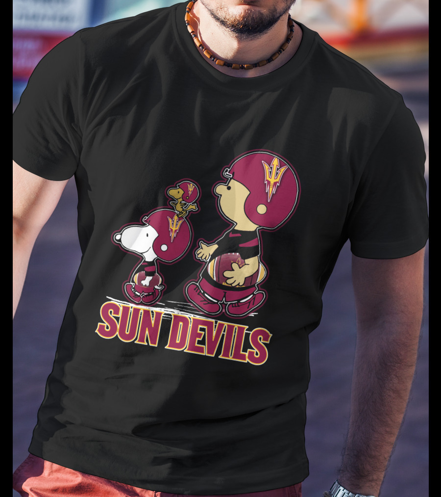 Snpfootball Sun Devils Arizona Peanuts Crossover Football Theme T-Shirt