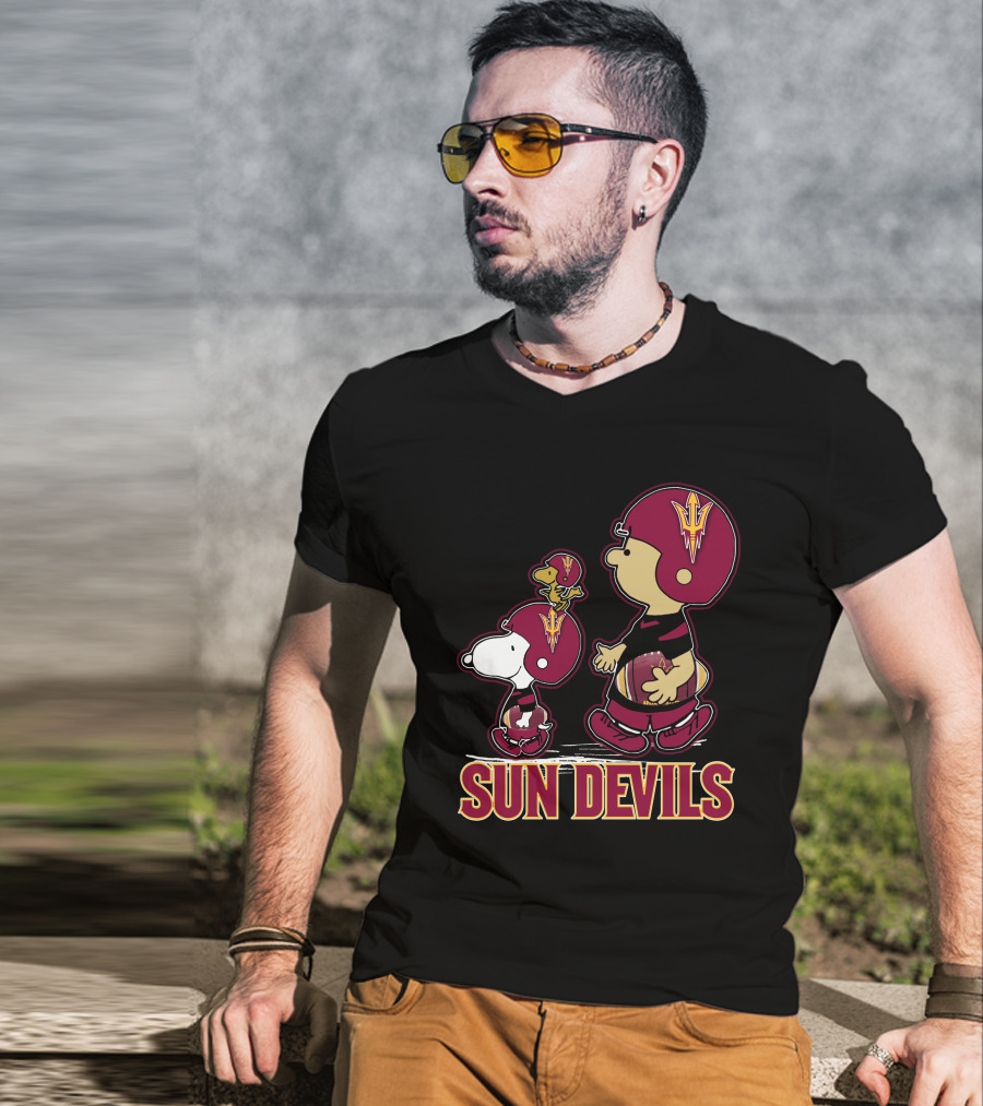 Snpfootball Sun Devils Arizona Peanuts Crossover Football Theme T-Shirt