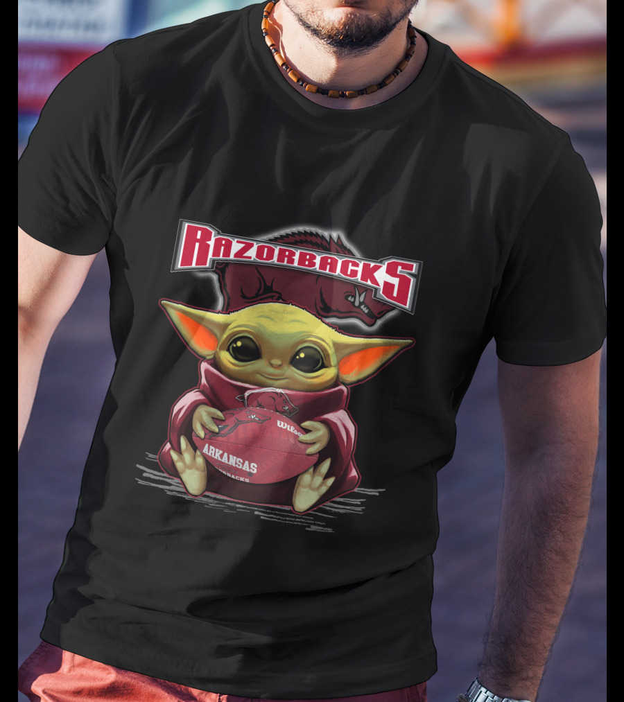 Razorbacks Arkansas Yoda Football T-Shirt