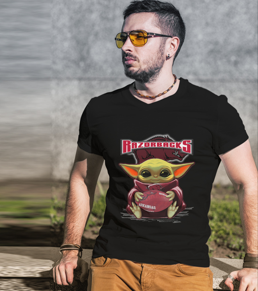 Razorbacks Arkansas Yoda Football T-Shirt