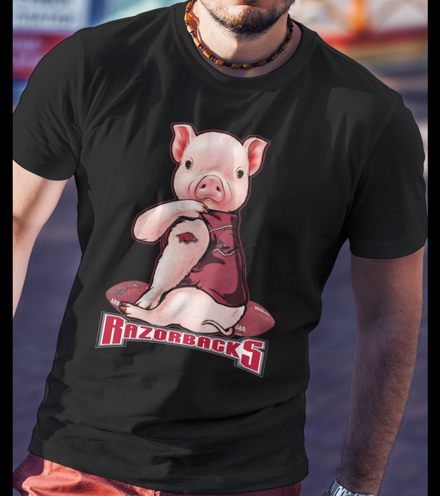 Arkansas Razorbacks Pig Football Mascot T-Shirt