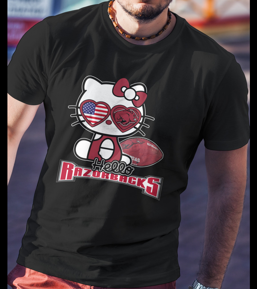 Hello Kitty Arkansas Razorbacks Football Fan T-Shirt
