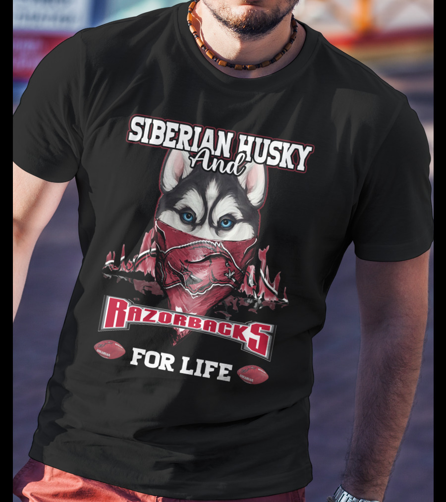 Siberian Husky And Razorbacks For Life T-Shirt