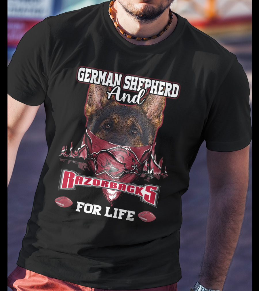 German Shepherd And Razorbacks For Life T-Shirt