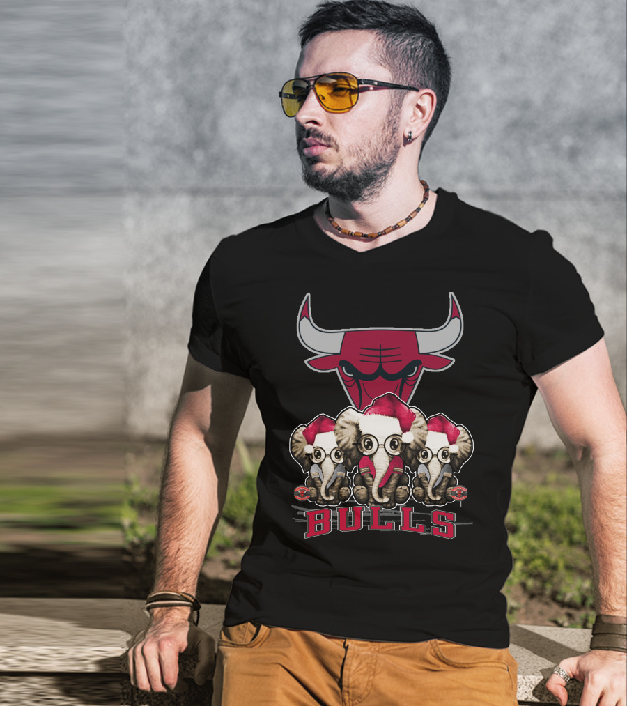 Elephant Christmas Chicago Bulls Holiday Trio T-Shirt