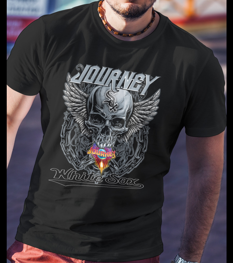 Journey Chicago White Sox Skull Chains Wings T-Shirt
