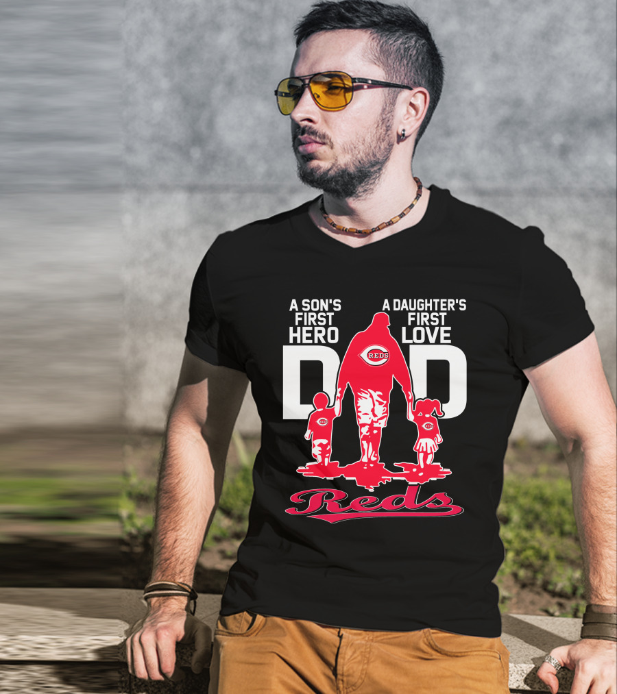 A Son's First Hero A Daughter's First Love Dad Reds T-Shirt