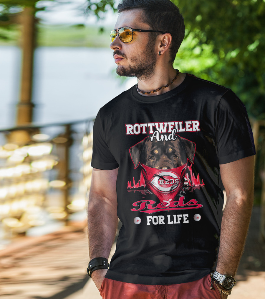 Rottweiler And Reds For Life Cincinnati Reds T-Shirt