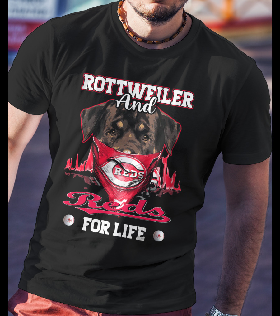 Rottweiler And Reds For Life Cincinnati Reds T-Shirt