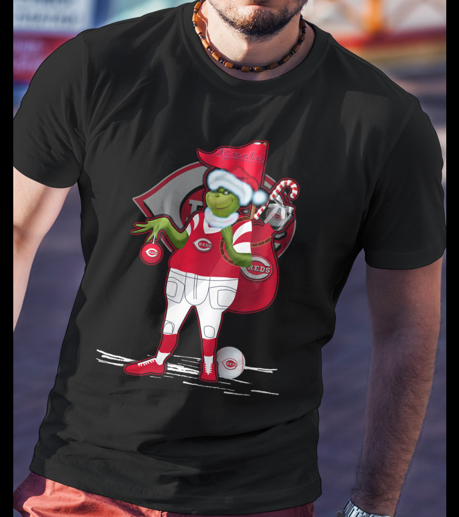 Grinchxmas Cincinnati Reds Holiday Baseball Character T-Shirt