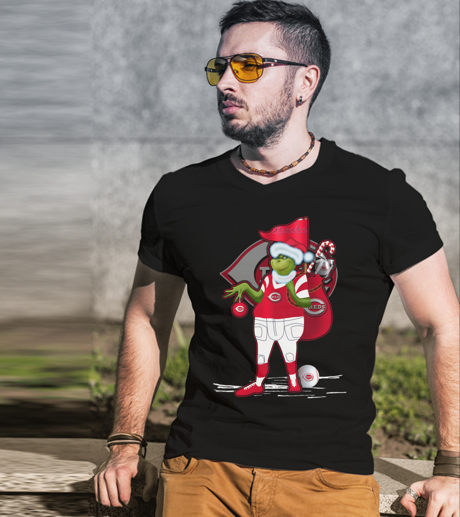 Grinchxmas Cincinnati Reds Holiday Baseball Character T-Shirt