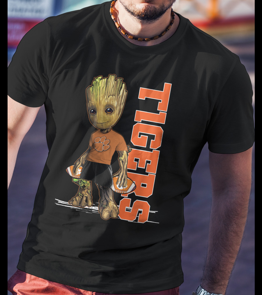 Groot Clemson Tigers Football Fan Marvel Groot And Clemson University Sports Fan Gear T-Shirt