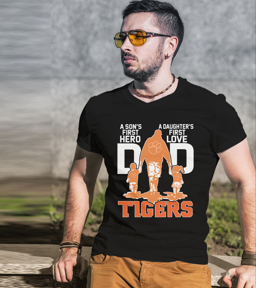 Dadhero Clemson Tigers A Son's First Hero A Daughter's First Love T-Shirt