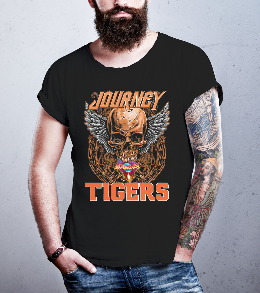 Journey Tigers Skull Wings Chain T-Shirt