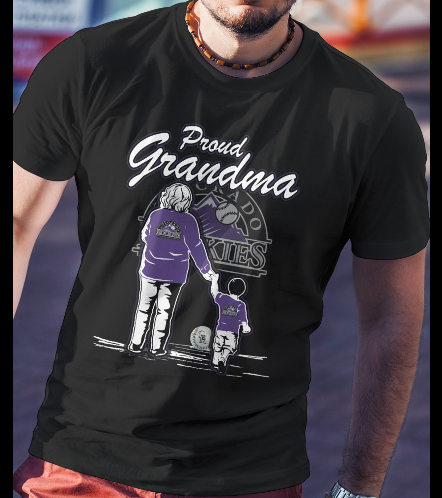 Proud Grandma Colorado Rockies Family Baseball Fan T-Shirt