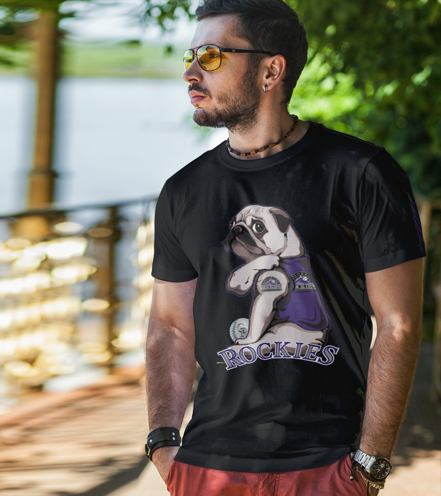 Pug Colorado Rockies CR Baseball Rockies T-Shirt