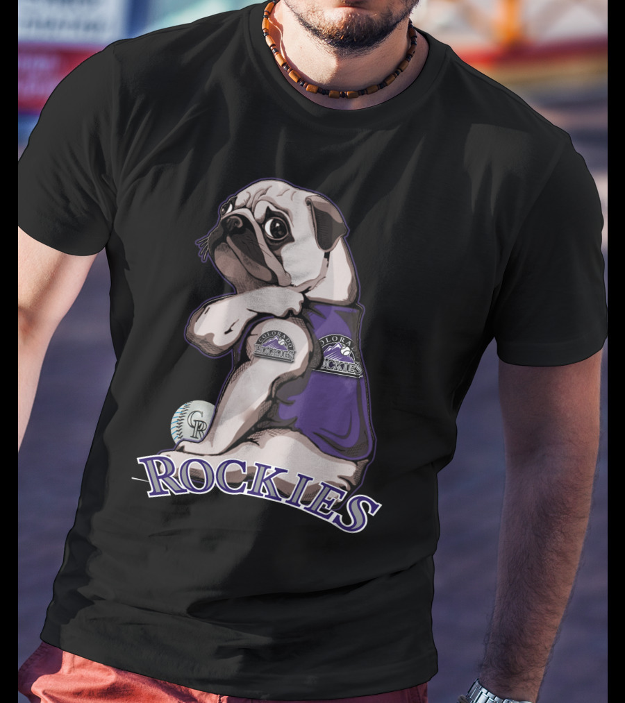 Pug Colorado Rockies CR Baseball Rockies T-Shirt