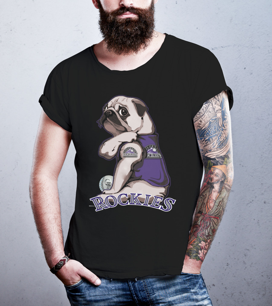 Pug Colorado Rockies CR Baseball Rockies T-Shirt
