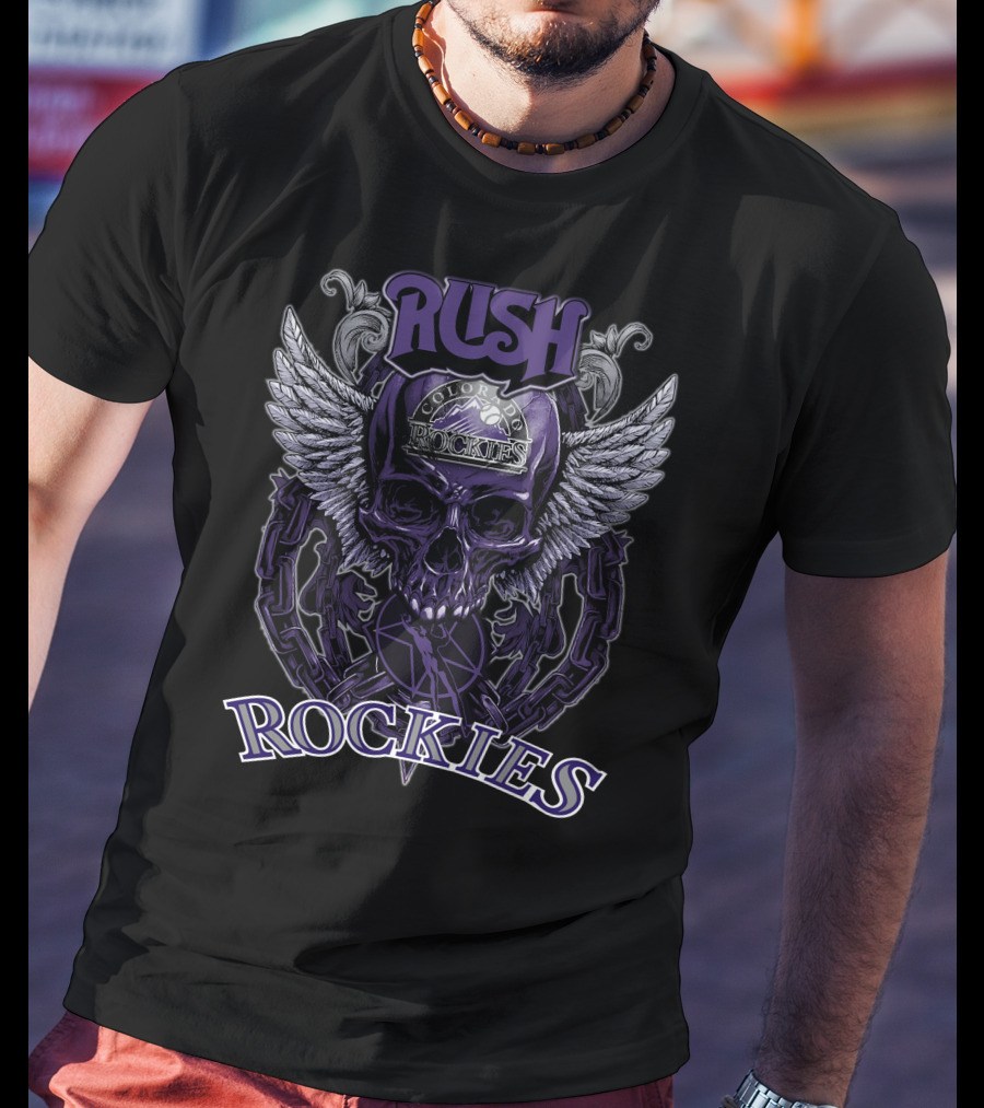 Rush Colorado Rockies Skull Wings T-Shirt