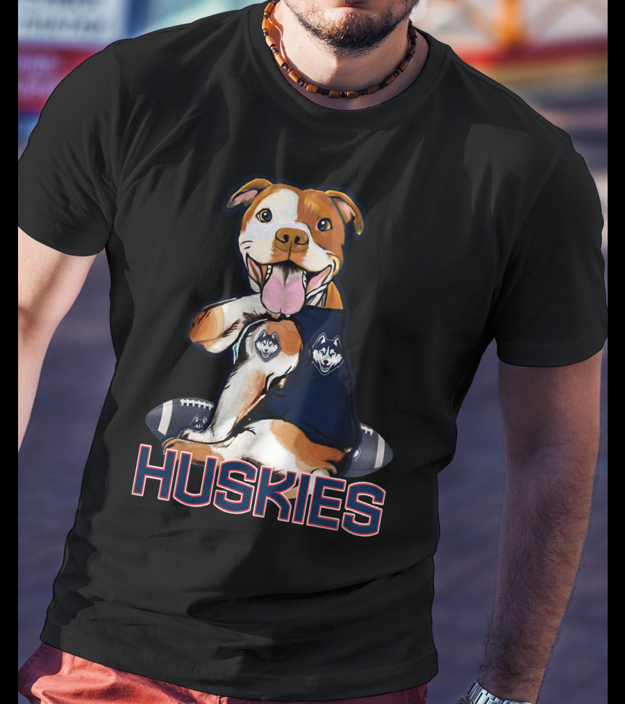 Pittbull Connecticut Huskies Football Mascot T-Shirt