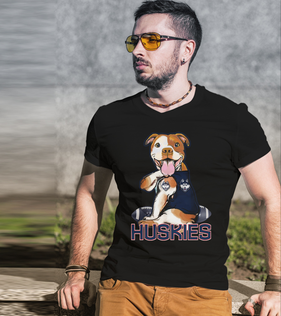 Pittbull Connecticut Huskies Football Mascot T-Shirt